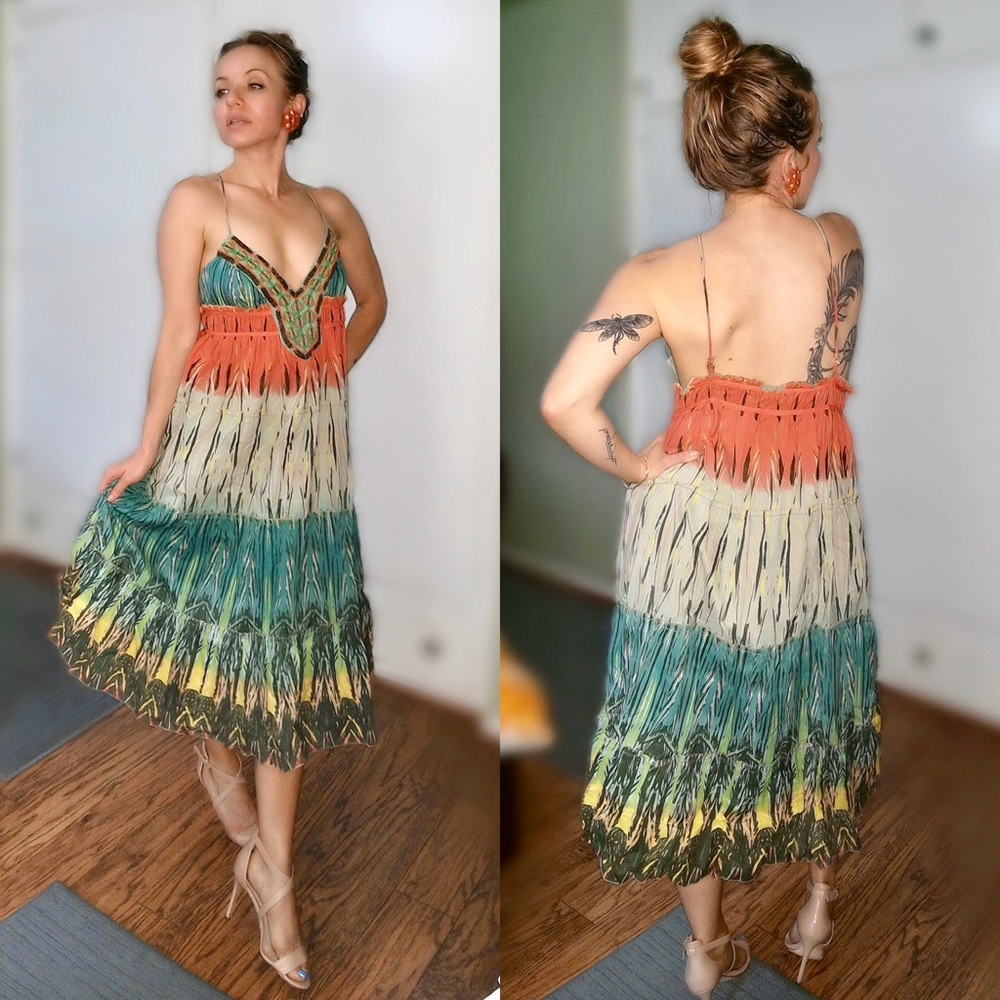 Gorgeous beaded Rene Derhy midi dress